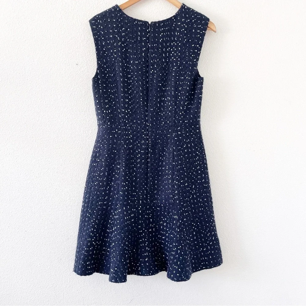 J.Crew Navy Tweed Sleeveless Spotted Texture Retro Fit & Flare A-Line Dress